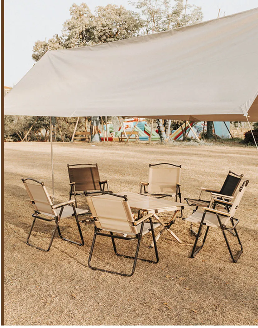 2pcs/1pcs Portable Camping Chair Outdoor Folding Chair Aluminum Alloy Wood Grain Folding Chair Camping Equipment Comite Chair