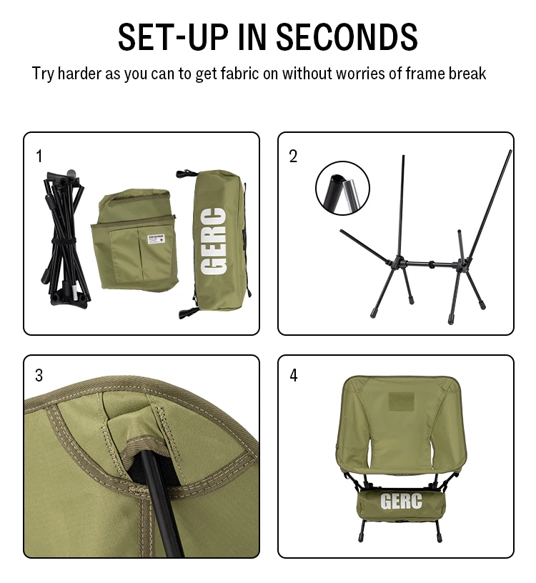 GERC Outdoor Camping Lightweight Cycling Folding Chair Adult Child Seat Portable Storage Moon Tactical Chair