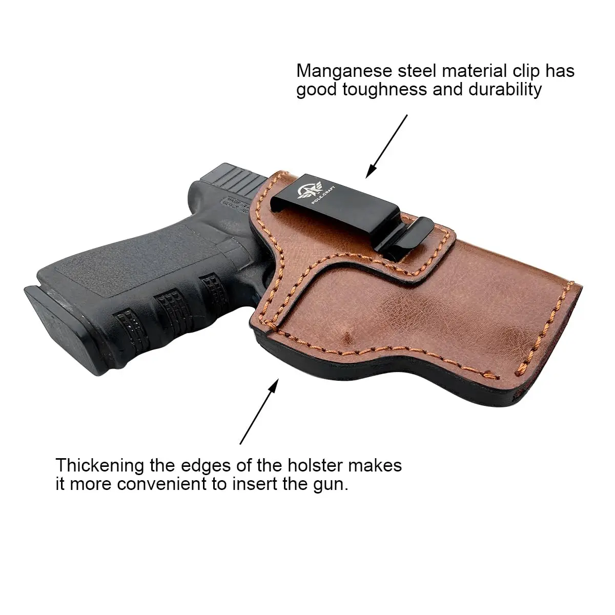 Gun Holsters IWB 9mm Leather Pistol Holsters Fit: Glock 19 17 26 Taurus G2C G3C G3 - Sig Sauer S&W M&P Shield 9mm Right