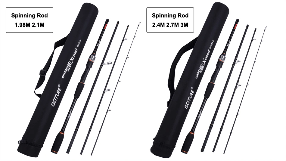 Japan FUJI Guide Ring Fishing Rods 2.1m-3.6m Portable Carbon  Spinning Casting Fishing Travel Rod M MH ML FAST Rod With Tube Bag