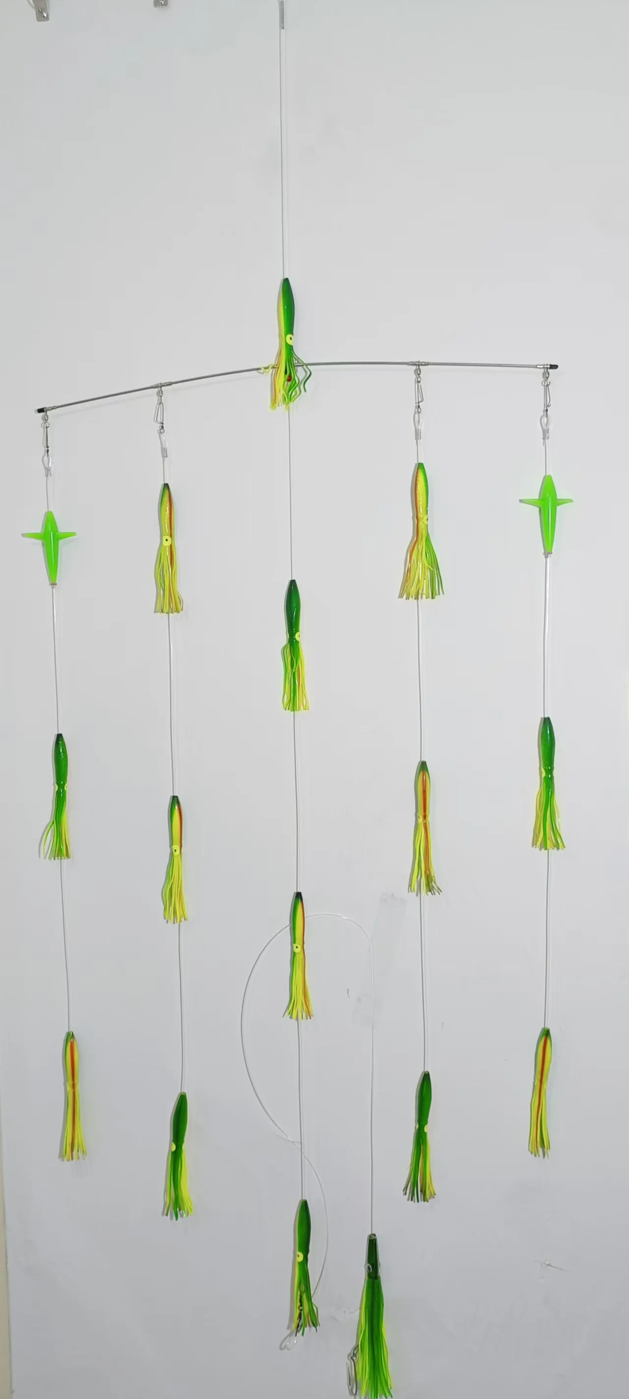 36' Tianium Nickel Alloy Splashbar Outbound Rudder Spreader Bars with 9' Premium Lures (Install Version）