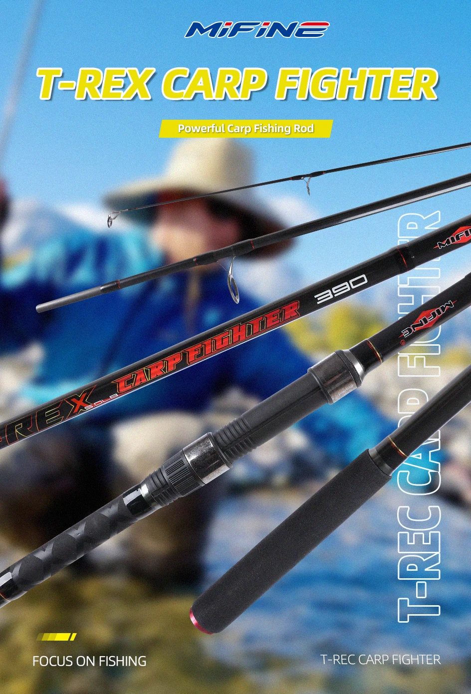 MIFINE PHAZZER SUPER CARP 4LB/5LB Lure Fishing Rod 3.6M/3.9M MF Carbon Spinning Rod Travel Surfcasting Pole T-REX CARP FIGHTER