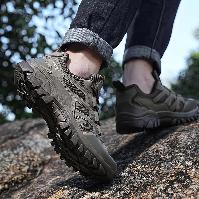 HIKEUP Men‘s Outdoor Hiking Shoes Spring New Breathable Comfortable Anti-collision Toe Cap Style Couple's Mountaineering Shoes