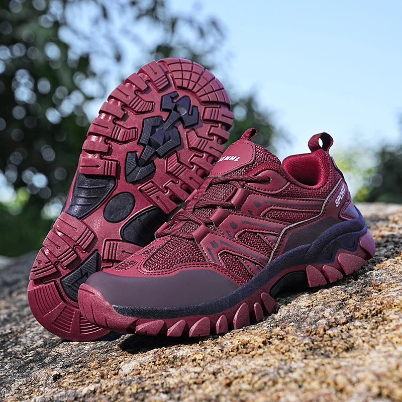 HIKEUP Men‘s Outdoor Hiking Shoes Spring New Breathable Comfortable Anti-collision Toe Cap Style Couple's Mountaineering Shoes