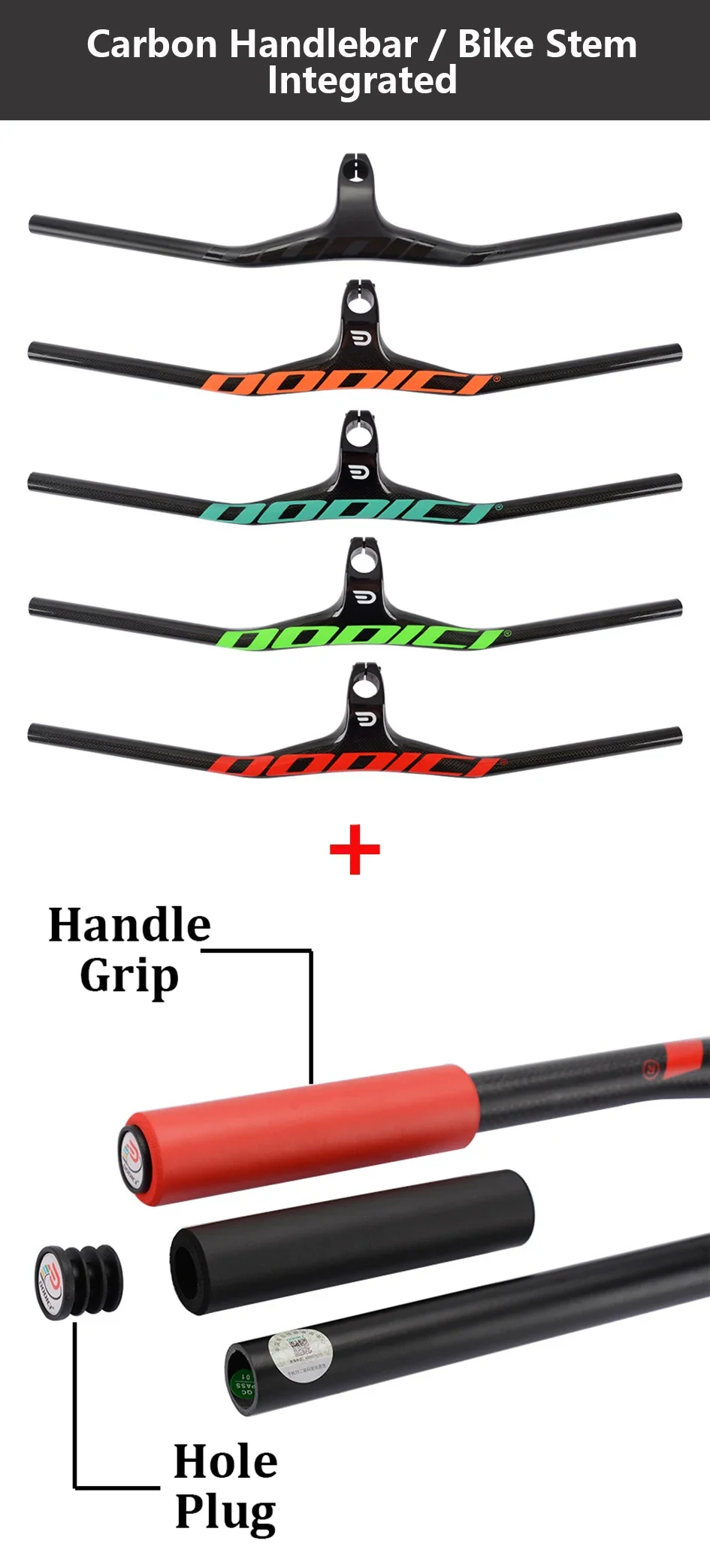 MTB Bicycle Carbon Handlebar,With Pair of Grip,Ultralight Bike Handle Accessories,Mountain Road Cycling,Bicycl Steering Wheel