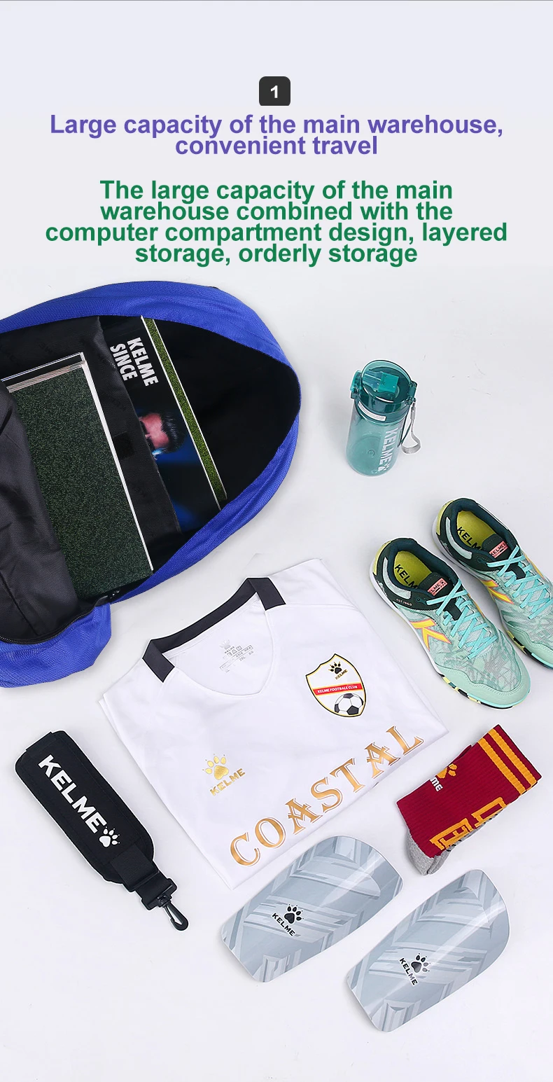 KELME Adult Sports Bag Children's Football Training Equipment Backpack Shoes Pocket Casual Backpack High Capacity 9891020