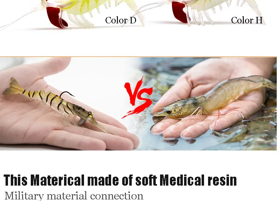 JYJ Soft Shrimp Lures Sea Fishing with Luminous Prawns Soft Bait Perch 7g 12g18g Sea Bass Shrimp bass Bait