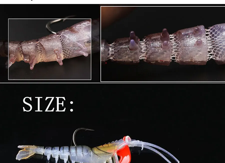 JYJ Soft Shrimp Lures Sea Fishing with Luminous Prawns Soft Bait Perch 7g 12g18g Sea Bass Shrimp bass Bait