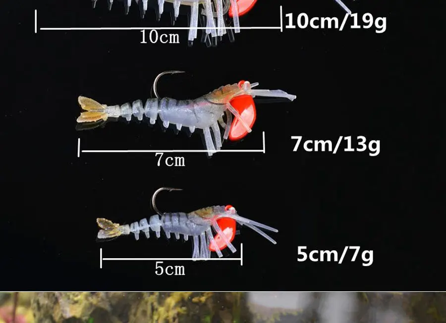 JYJ Soft Shrimp Lures Sea Fishing with Luminous Prawns Soft Bait Perch 7g 12g18g Sea Bass Shrimp bass Bait