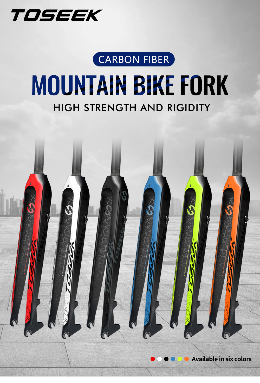 TOSEEK TFK-SL Carbon Fork 26ER/27.5ER/29ER Straight Tube Mtb Bicycle Front Fork Garfo Carbono 700c Mtb Fork 29