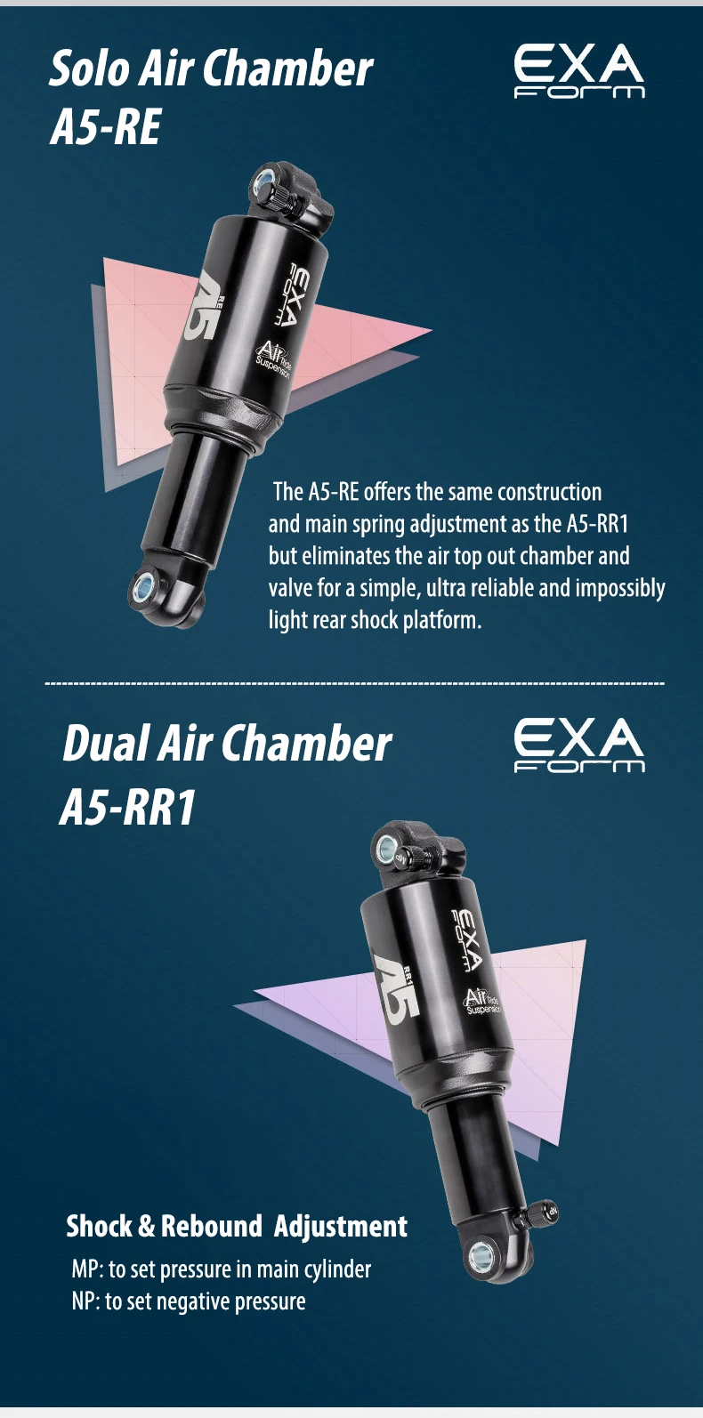 Kind Shock KS A5 RR1/RE Solo Dual Bike Air Rear Shock Absorber Suspension 125 150 165 190mm for MTB Bicycle EXA Form
