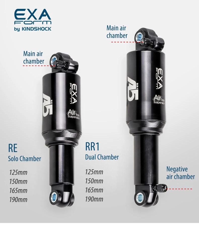 Kind Shock KS A5 RR1/RE Solo Dual Bike Air Rear Shock Absorber Suspension 125 150 165 190mm for MTB Bicycle EXA Form