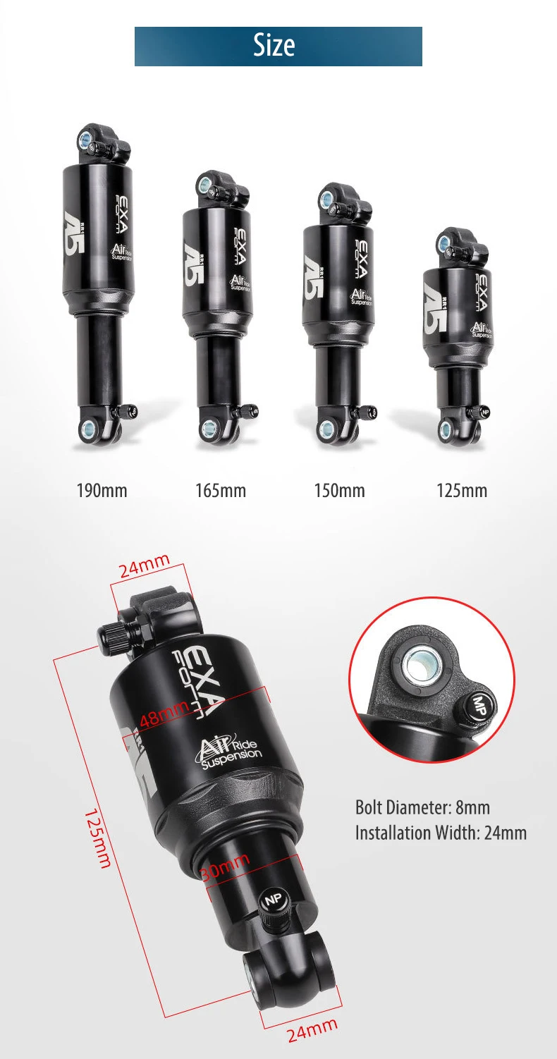 Kind Shock KS A5 RR1/RE Solo Dual Bike Air Rear Shock Absorber Suspension 125 150 165 190mm for MTB Bicycle EXA Form
