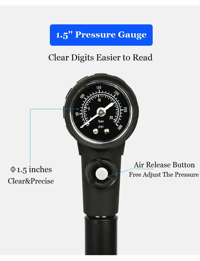 Giyo 300psi MTB Suspension Air Pump Bicycle Shock Fork Pump Bike Motor Schrader Presta Tyre Inflator Mini Gauge Tire Pumping