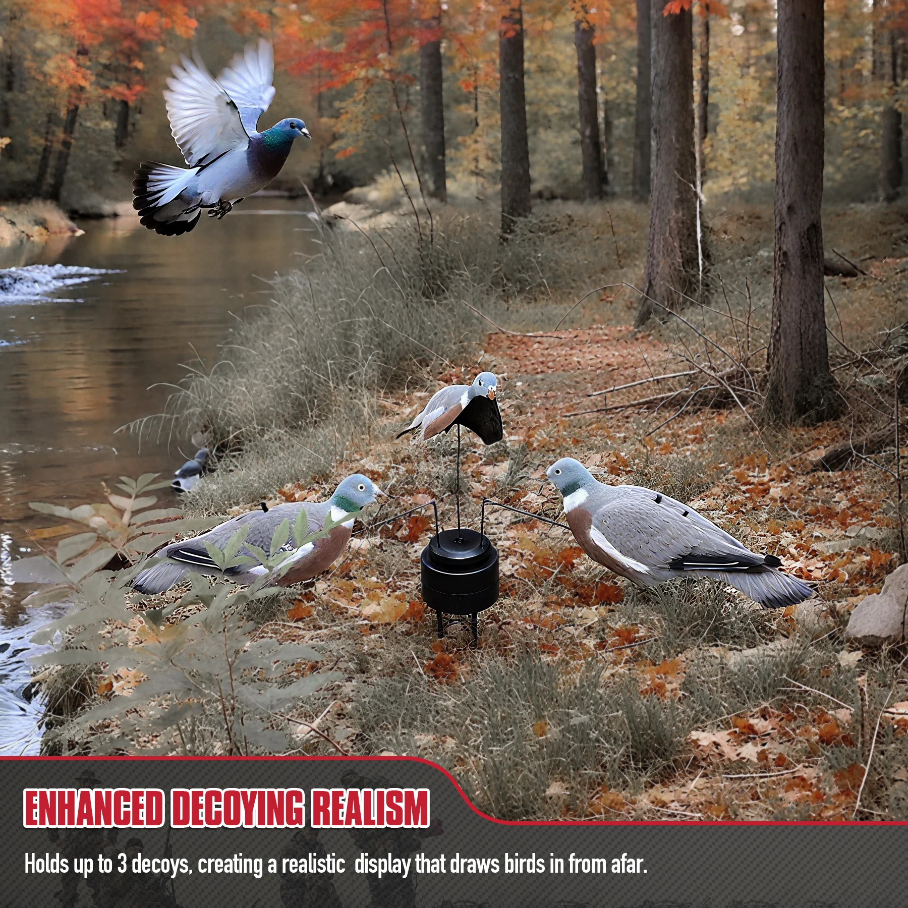 1PC Electric Flying Decoy Bird Pigeon/Dove Triple Arm Machine Rotary W/ Stakes Hunting Shooting Equipment Accessories