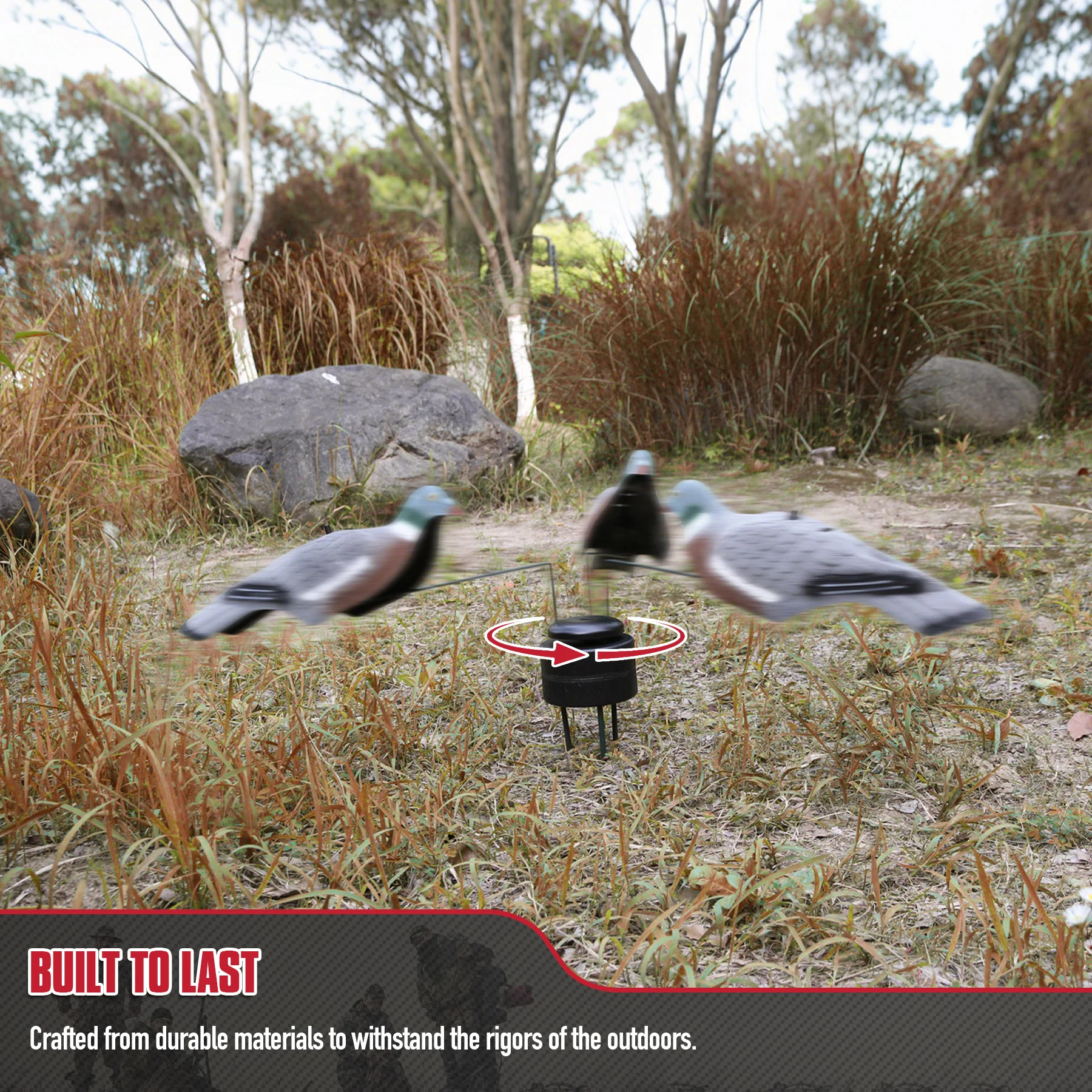 1PC Electric Flying Decoy Bird Pigeon/Dove Triple Arm Machine Rotary W/ Stakes Hunting Shooting Equipment Accessories