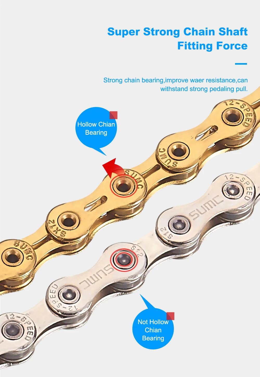Bicycle Chain SUMC 12Speed Diamond Color Bike Chain MTB Mountain Road Bike UltraLight and Durable 12S Missing Link Chain 12V
