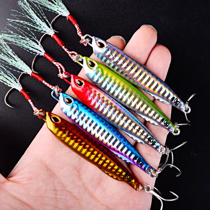 24pcs Metal Jig 40g30g20g Shore Casting Jigging Lure Shore Casting Spoon Saltwater Jack Fishing lures Set Bit Artificial Bait