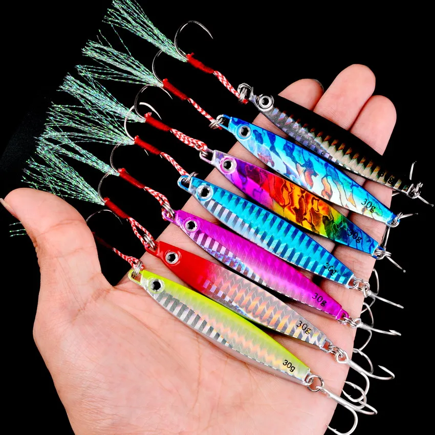 24pcs Metal Jig 40g30g20g Shore Casting Jigging Lure Shore Casting Spoon Saltwater Jack Fishing lures Set Bit Artificial Bait