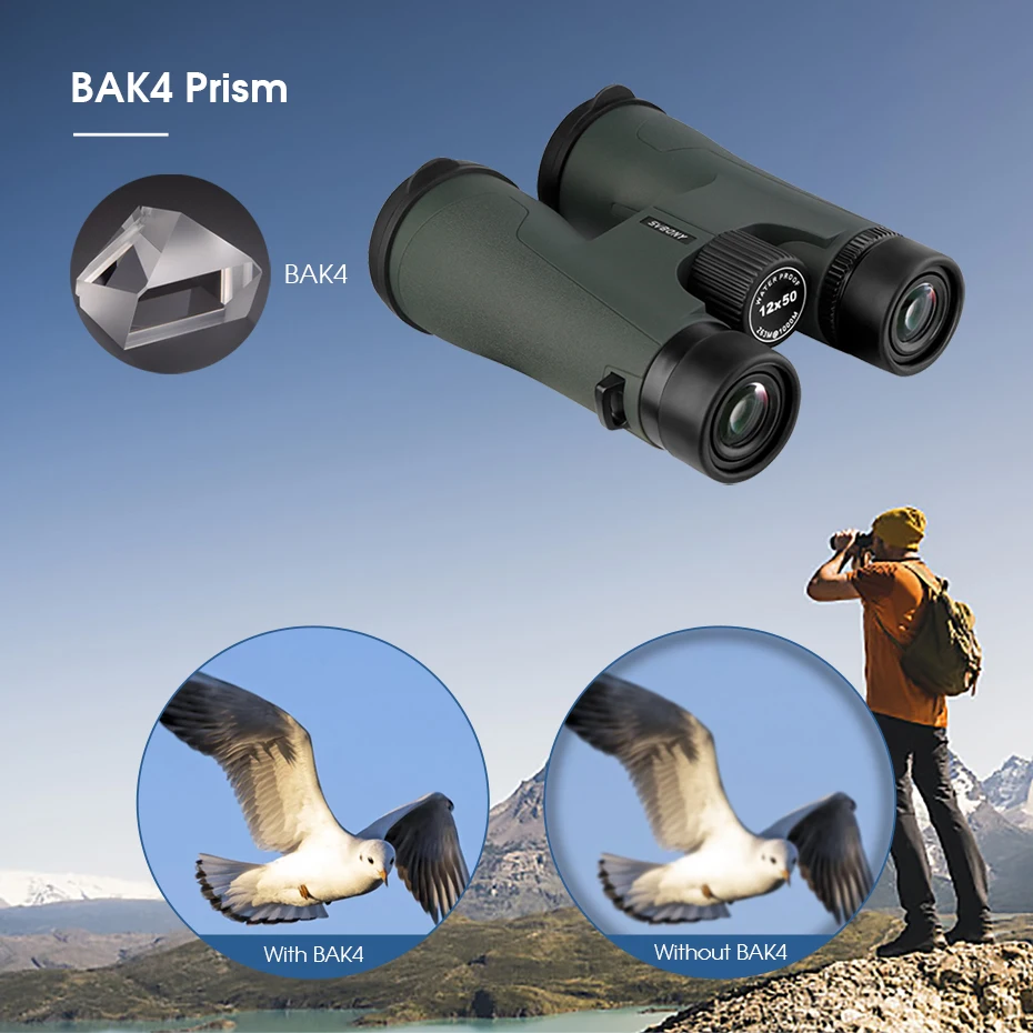 Svbony SA203 Telescope 12x50 Binoculars Professional Powerful BAK4 IPX7 Waterproof Camping Equipment for Birdwatching Stargazing
