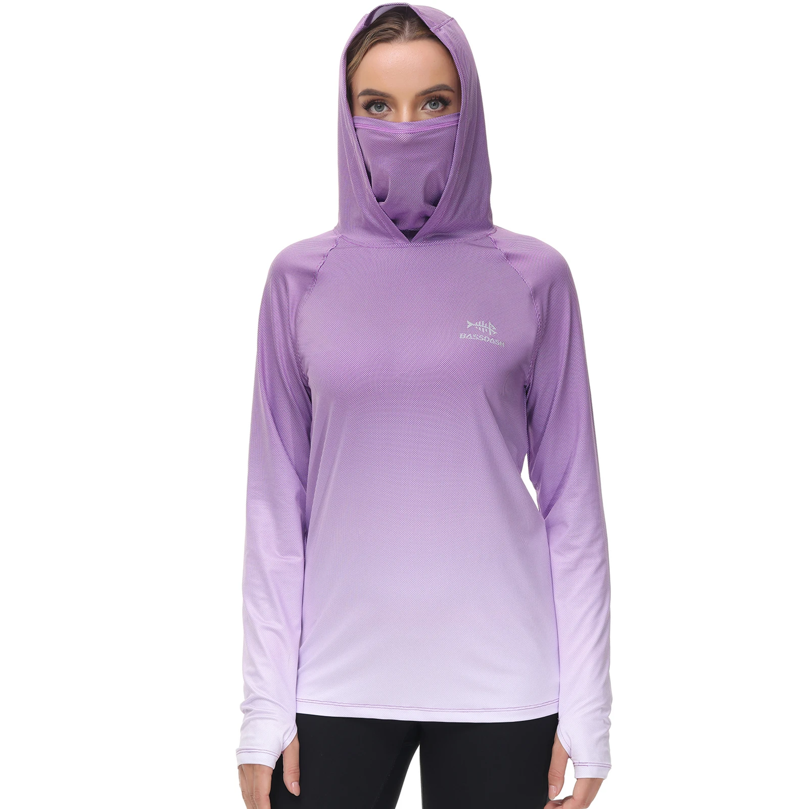 Bassdash FS23W Women's UPF 50+ Fishing Hoodie Shirt With Face Mask Thumb Holes