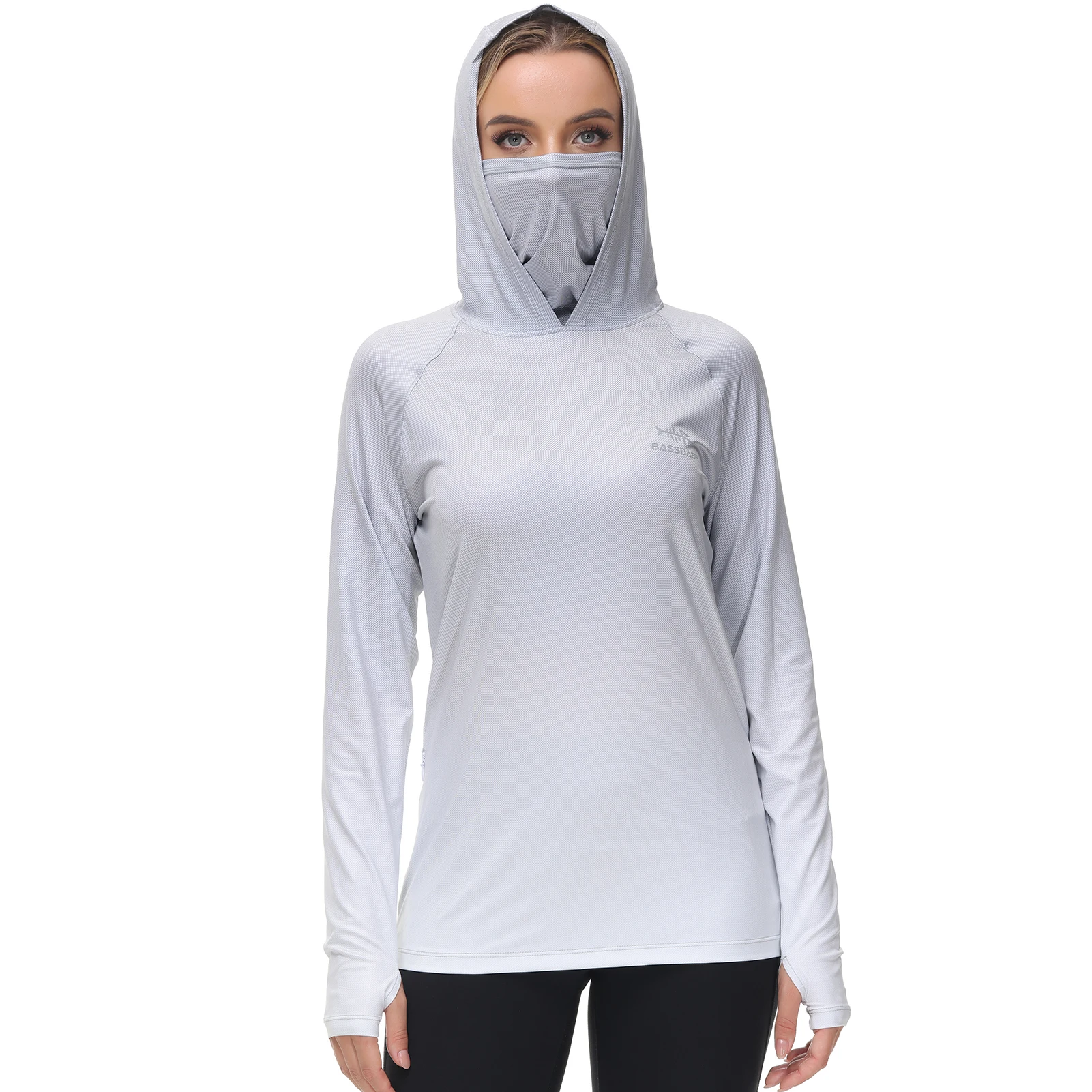 Bassdash FS23W Women's UPF 50+ Fishing Hoodie Shirt With Face Mask Thumb Holes