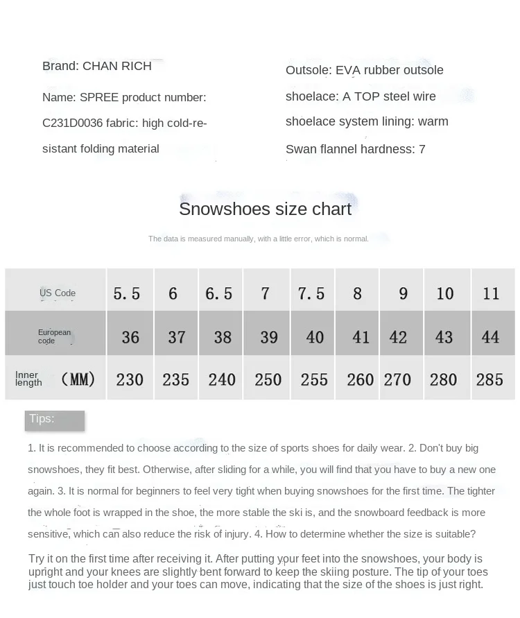 Adult Snowboarding Shoes Snow Boots Man Wire Buckle Models Fast Wear Ski Shoes Men Women Ski Equipment Warm Anti Ski Boots