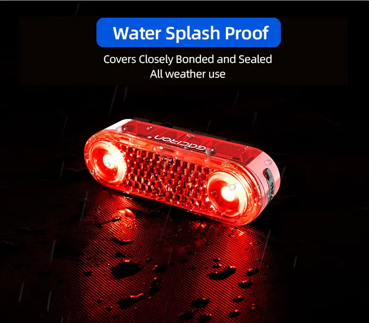 GACIRON 200LM Bicycle Rear Cargo Rack Light Bike Smart Intelligent Brake Tail Light LED Warning Taillight 1200mAh Rechargeable