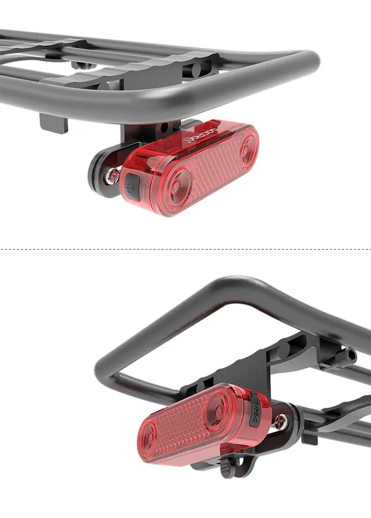 GACIRON 200LM Bicycle Rear Cargo Rack Light Bike Smart Intelligent Brake Tail Light LED Warning Taillight 1200mAh Rechargeable
