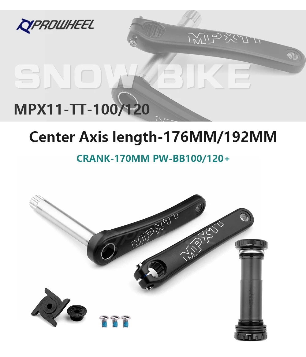 PROWHEEL Snow Bike Crankset Snow Bike Fatbike Crankset 176/192 mm Bottom Bracket Compatible for SRAM
