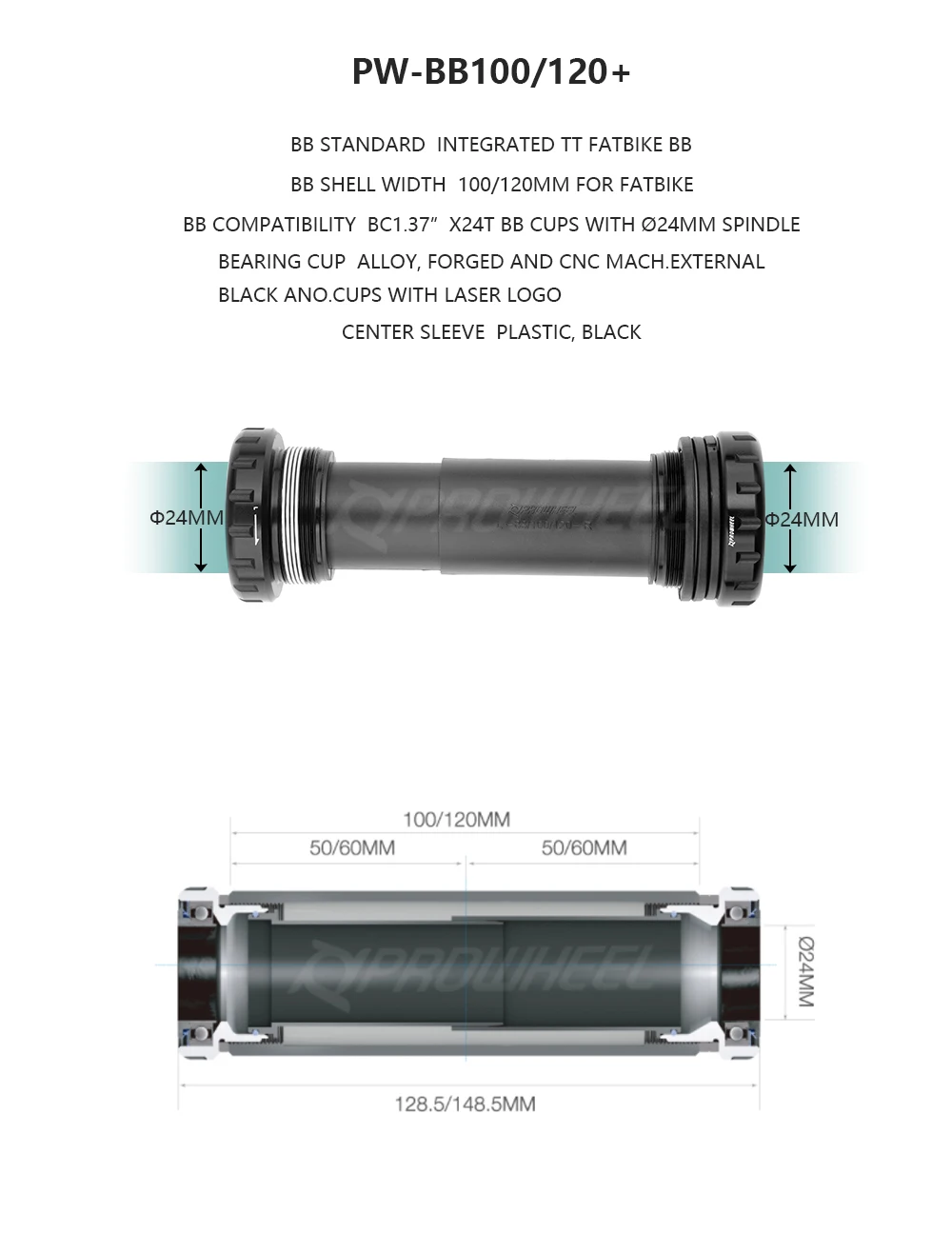 PROWHEEL Snow Bike Crankset Snow Bike Fatbike Crankset 176/192 mm Bottom Bracket Compatible for SRAM