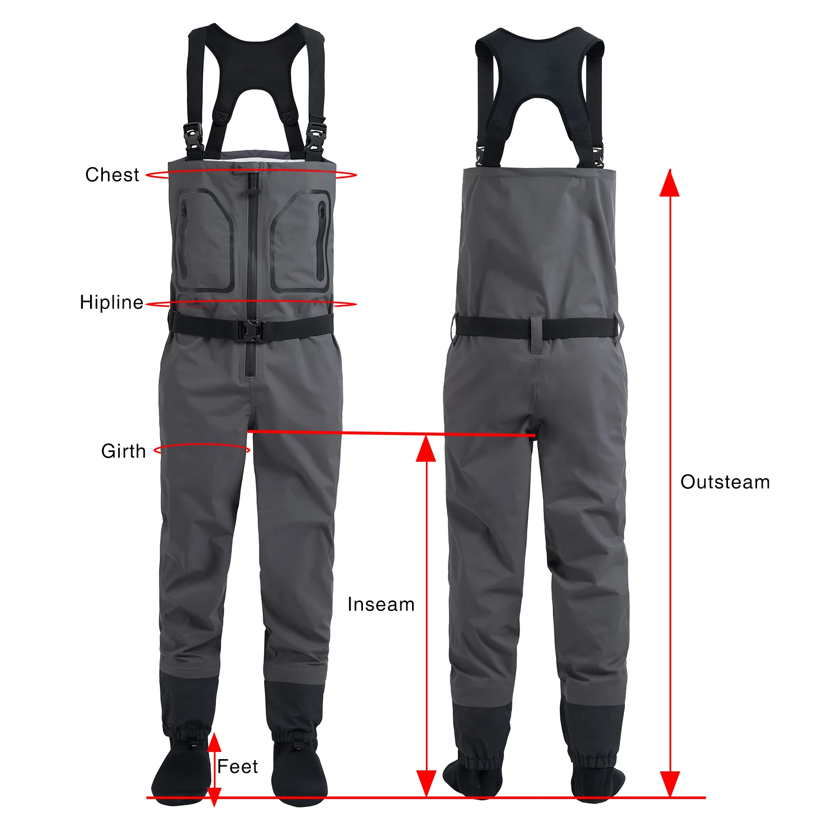 New Men's Fishing Chest High Quality Waders Waterproof Breathable One-piece Pants With Neoprene Socks For Enjoy WM2
