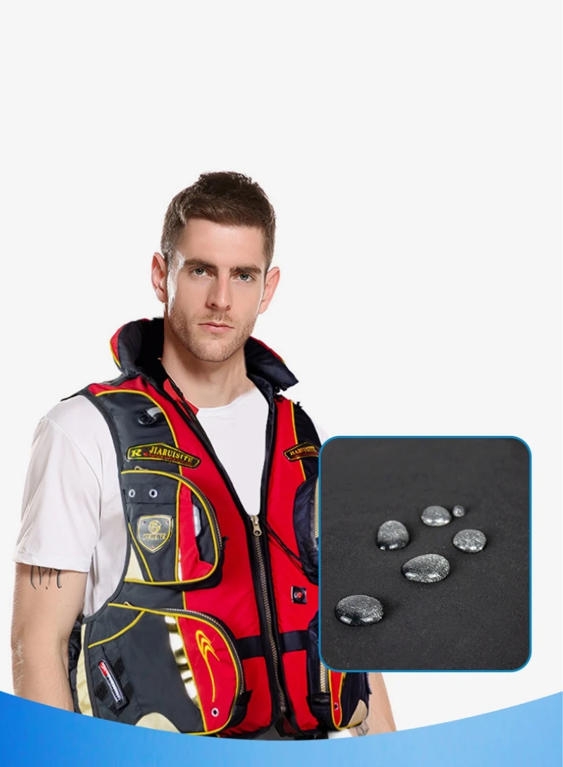 New Men Fishing Vest, Outdoors Buoyancy Vest Adult 120kg Multi-function Water Sports Personal Flotation Device with Multi Pocket
