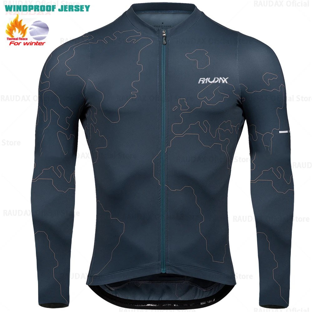 2025 Raudax Winter Cycling Thermal Fleece Clothing Sets Top Cycling Jersey Sport Bike MTB Riding Clothing Warm Jackets For Man