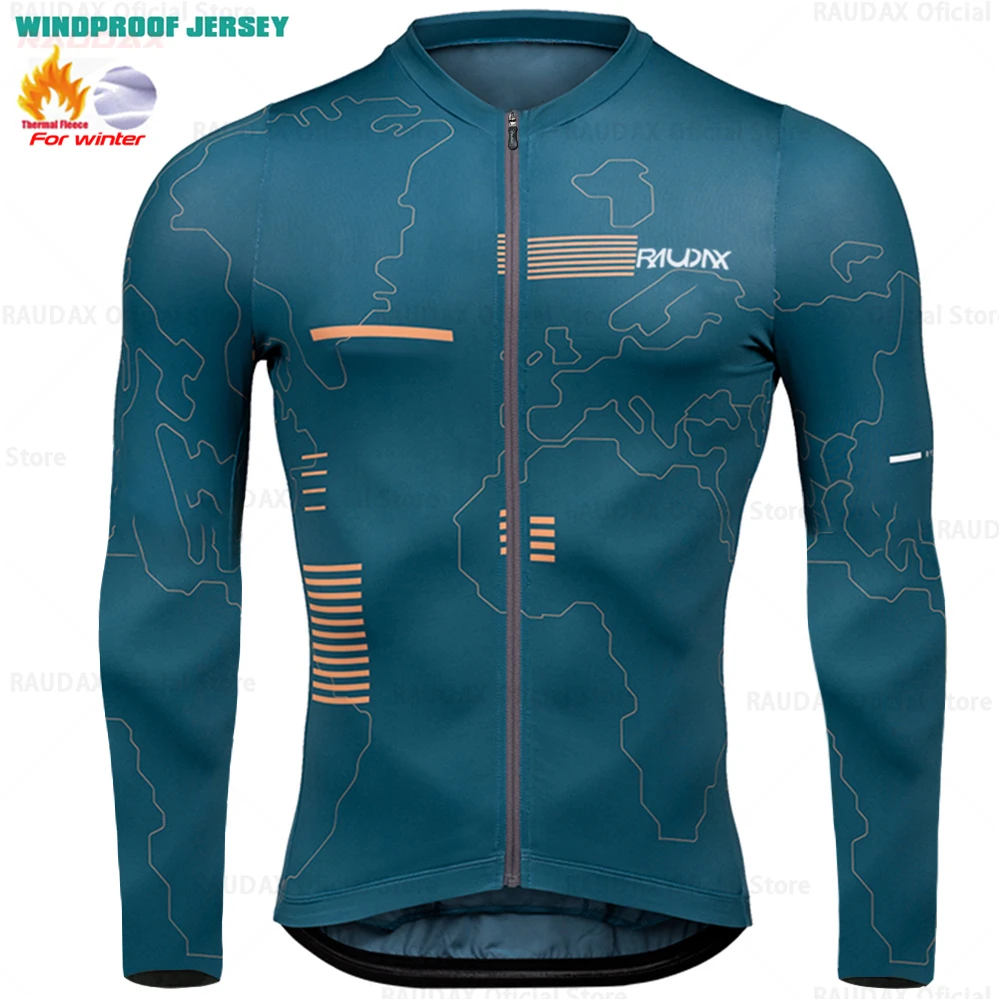 2025 Raudax Winter Cycling Thermal Fleece Clothing Sets Top Cycling Jersey Sport Bike MTB Riding Clothing Warm Jackets For Man