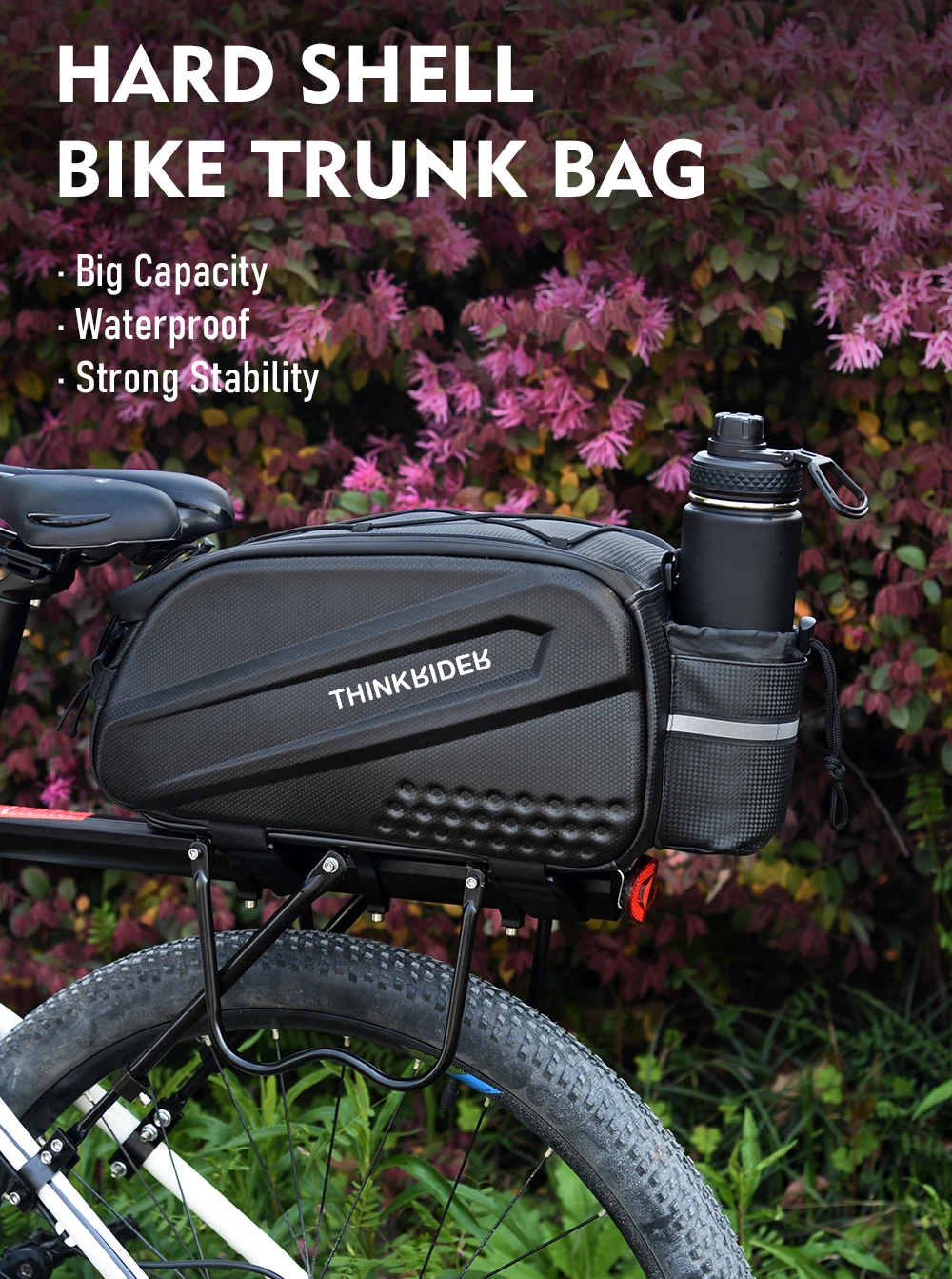 ThinkRider Bicycle Hard Shell Tear Hunch Bag,14L Large Capacity Hunch Bag,Anti-Splash Material,With Rain Cover