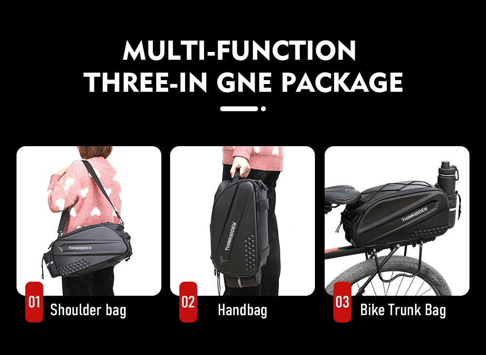 ThinkRider Bicycle Hard Shell Tear Hunch Bag,14L Large Capacity Hunch Bag,Anti-Splash Material,With Rain Cover