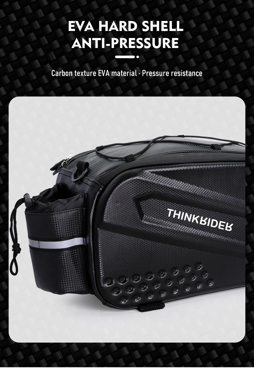 ThinkRider Bicycle Hard Shell Tear Hunch Bag,14L Large Capacity Hunch Bag,Anti-Splash Material,With Rain Cover