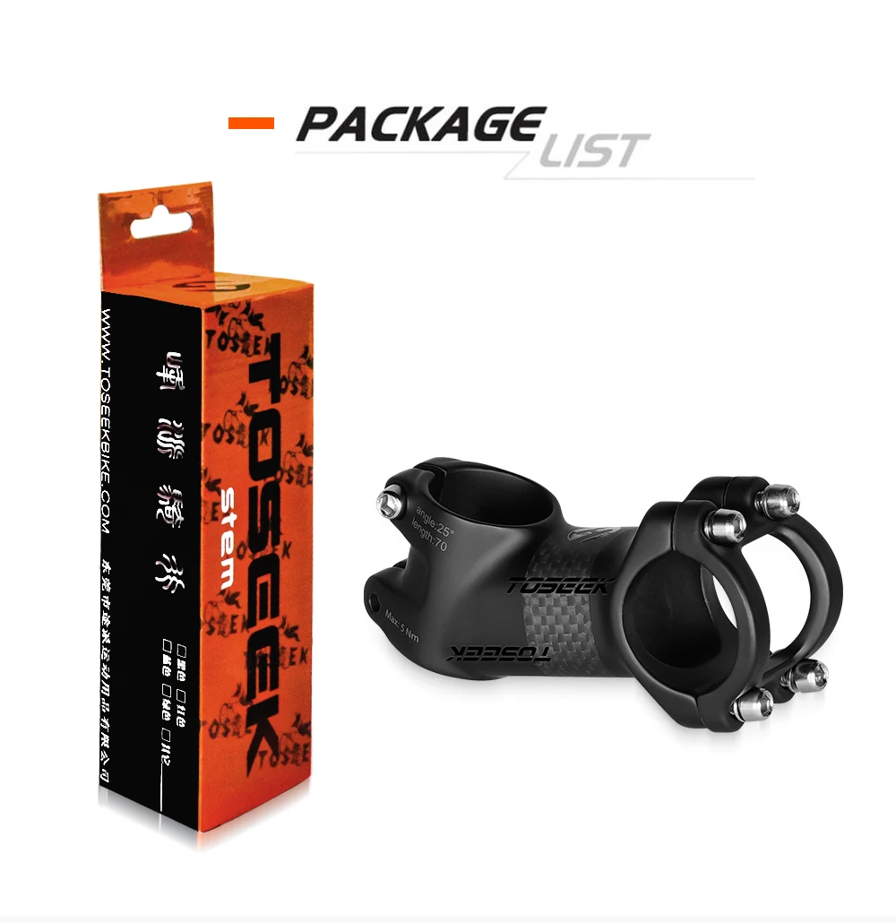 TOSEEK ZF-ONE Carbon Stem 25/35Degree Mountain Bike Stem,31.8mm Handlebar Stems,60/70/80/90/100mm Black and Red Bicycle Parts