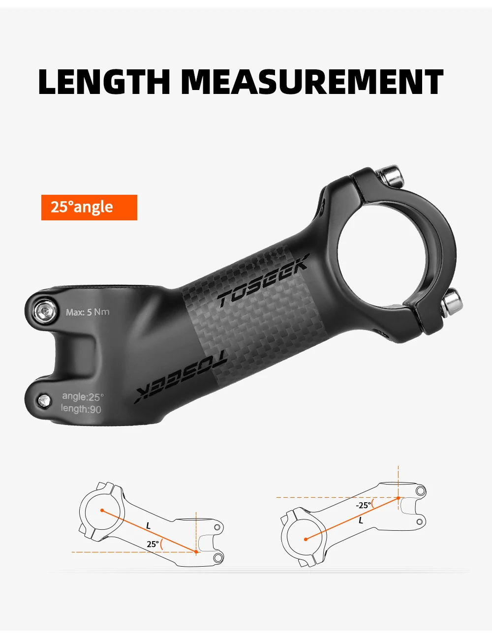 TOSEEK ZF-ONE Carbon Stem 25/35Degree Mountain Bike Stem,31.8mm Handlebar Stems,60/70/80/90/100mm Black and Red Bicycle Parts
