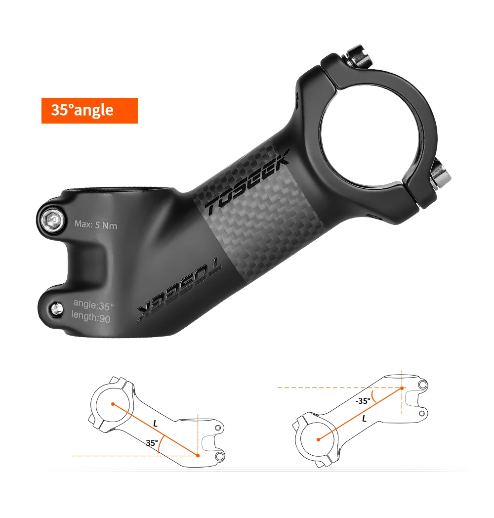 TOSEEK ZF-ONE Carbon Stem 25/35Degree Mountain Bike Stem,31.8mm Handlebar Stems,60/70/80/90/100mm Black and Red Bicycle Parts