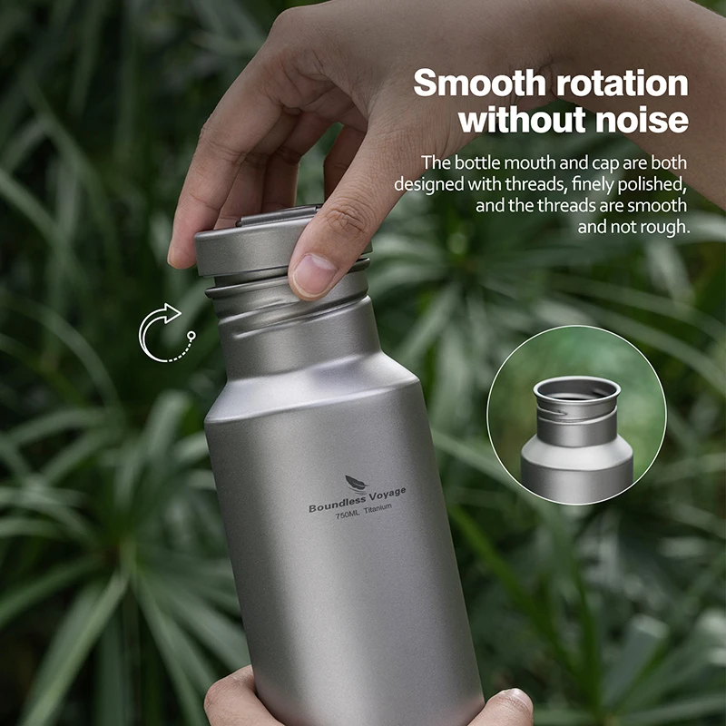 Boundless Voyage Wide Mouth Titanium Bottle with Lid Leak-Proof Camping Sports Water Bottle Single Layer Flask, 400/550/750ML