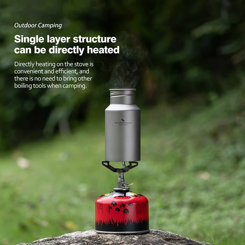 Boundless Voyage Wide Mouth Titanium Bottle with Lid Leak-Proof Camping Sports Water Bottle Single Layer Flask, 400/550/750ML