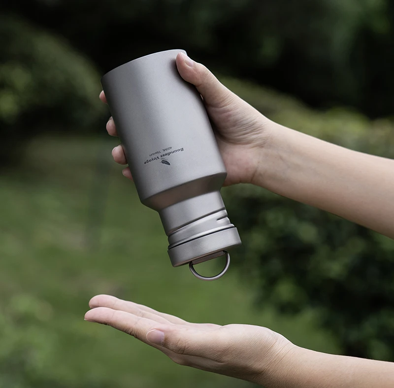 Boundless Voyage Wide Mouth Titanium Bottle with Lid Leak-Proof Camping Sports Water Bottle Single Layer Flask, 400/550/750ML