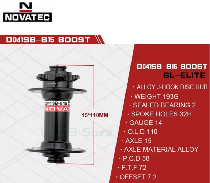 Novatec Thru Hub 15 15mm MTB Bike DH Axle Boost Hubs Bicycle Front Rear Downhill Cylindrical Hubs Cycling Accessories Part