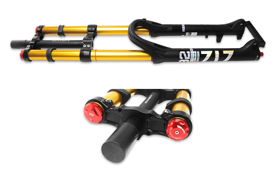 ZTZ Bike Cycling Suspension Fork 26/27.5/2 Inch for Sport Mountain DH Air Double Shoulder Downhill Replacement Bicycle Parts