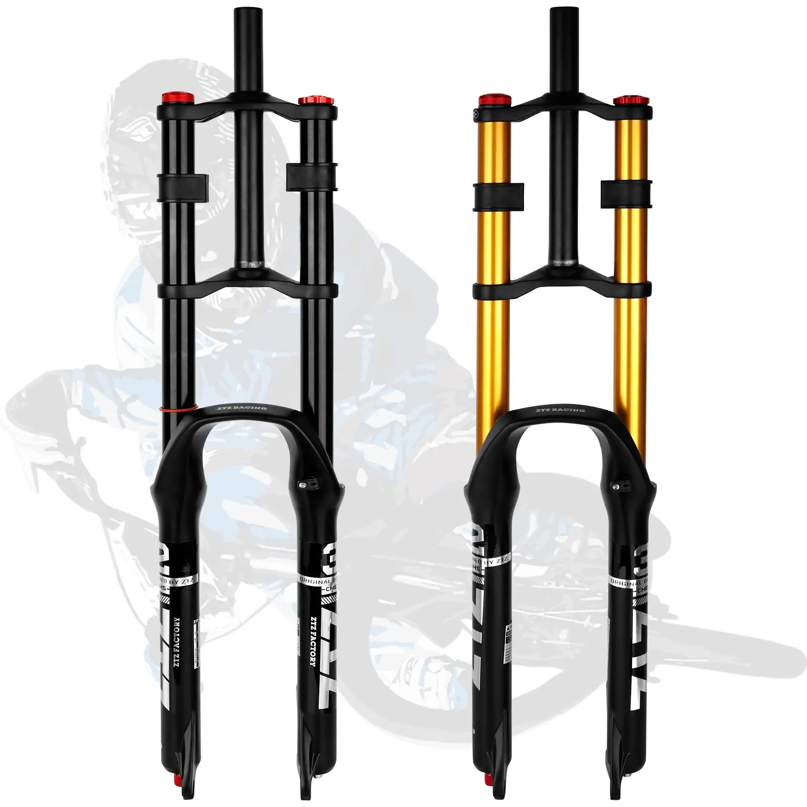 ZTZ Bike Cycling Suspension Fork 26/27.5/2 Inch for Sport Mountain DH Air Double Shoulder Downhill Replacement Bicycle Parts