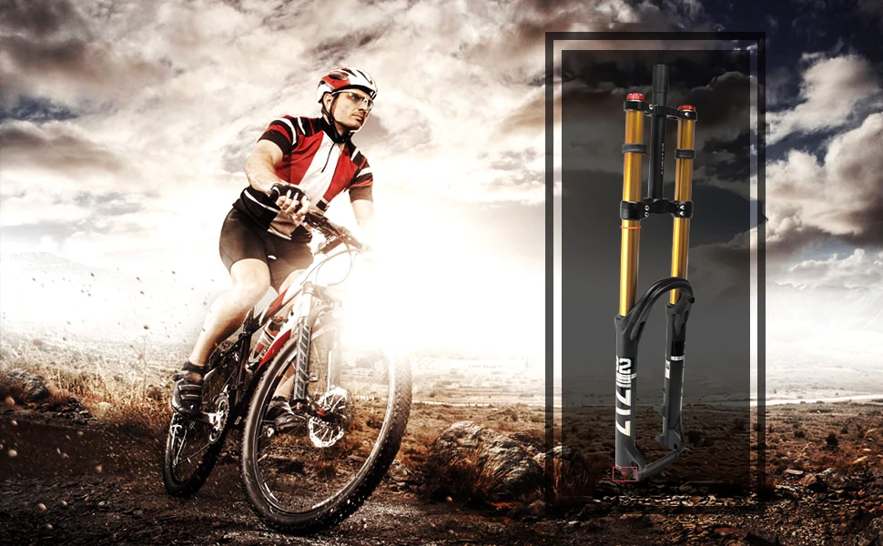 ZTZ Bike Cycling Suspension Fork 26/27.5/2 Inch for Sport Mountain DH Air Double Shoulder Downhill Replacement Bicycle Parts