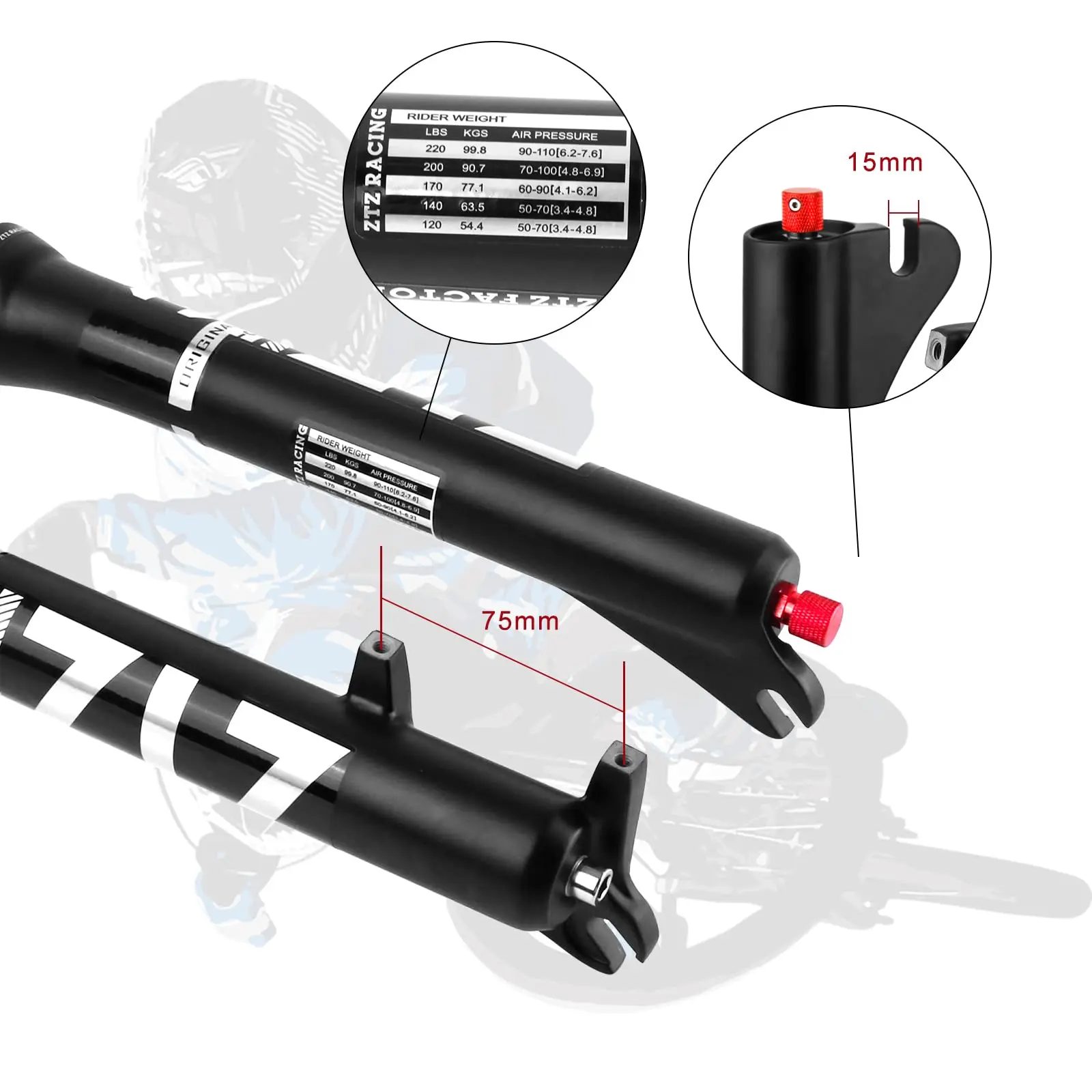 ZTZ Bike Cycling Suspension Fork 26/27.5/2 Inch for Sport Mountain DH Air Double Shoulder Downhill Replacement Bicycle Parts