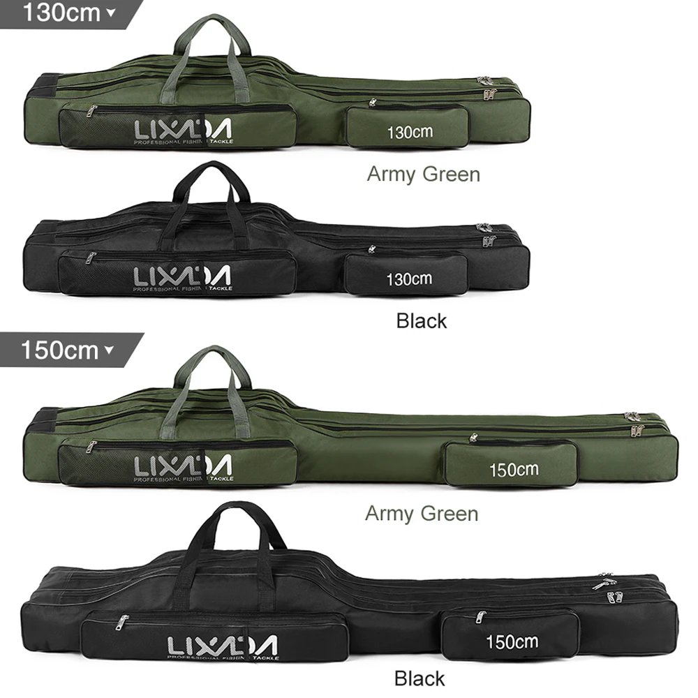 130cm/150cm Three Layers Fishing Bag Portable Folding Fishing Rod Reel Tackle Tool Carry Case Carrier Travel Bag